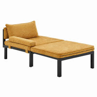 SCHLAFSESSEL ausziehbar mit USB Type-C Samt Gelb - Gelb, Holz (82/79/176cm) - Meubliv