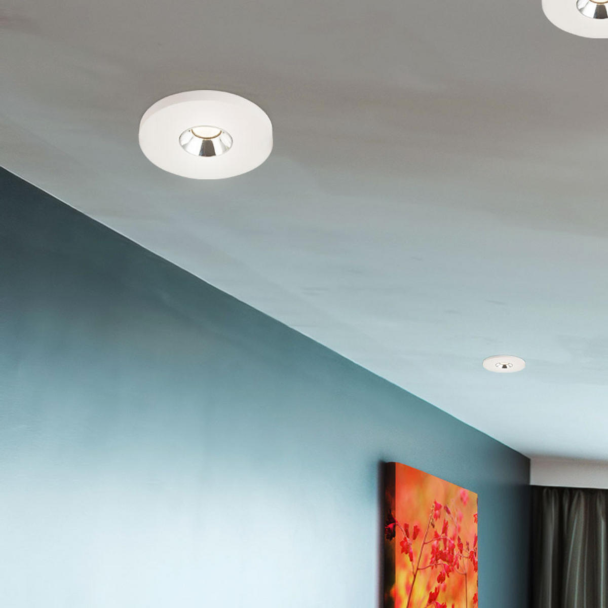 LED EINBAUSTRAHLER Christine Gips Weiß Chrom 2er Set - Weiß, Metall (9/6/9cm) - Globo Lighting