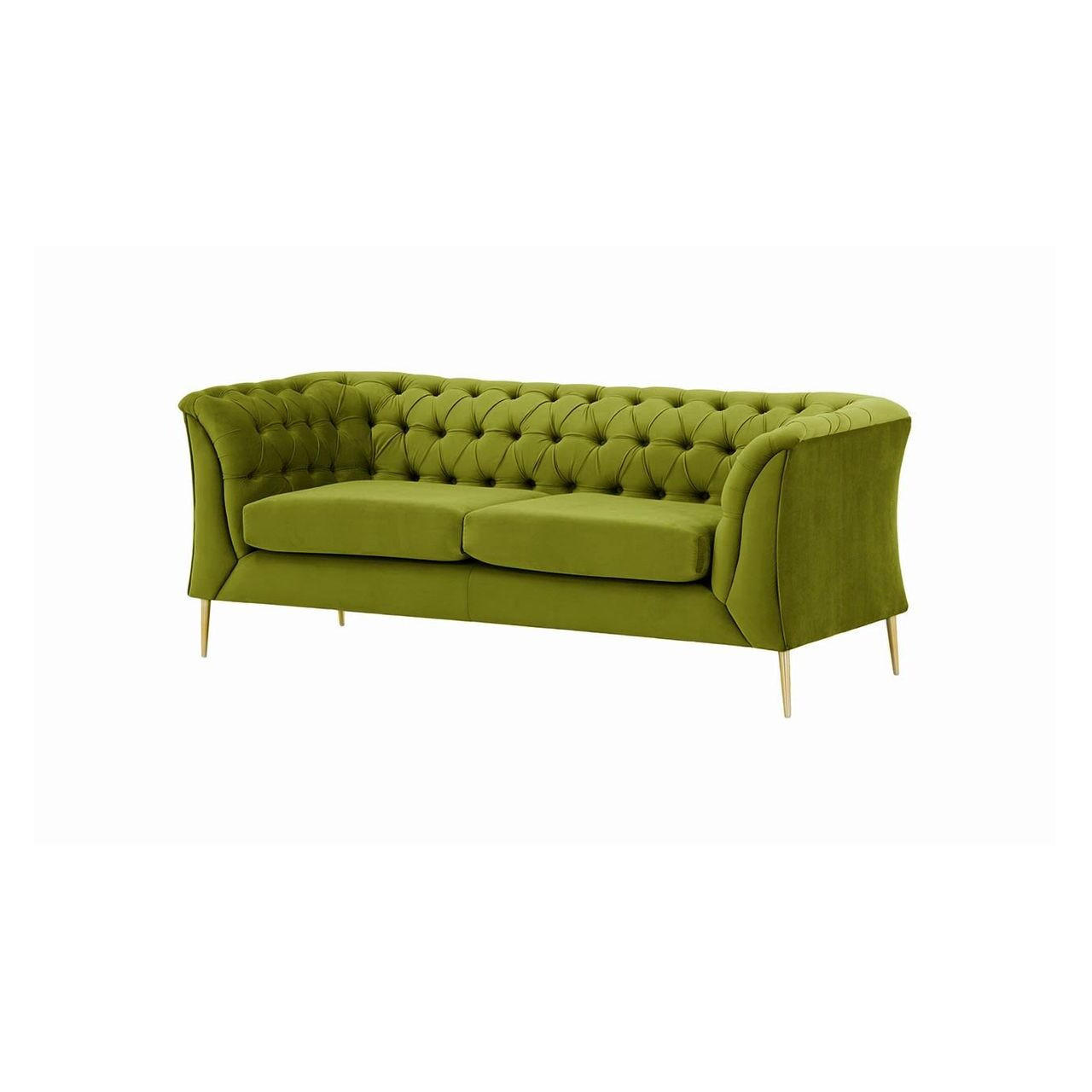 ZWEISITZER-SOFA Chesterfield Modern-Velluto 9 - Olivgrün, Holz/Textil (183/74/80cm)