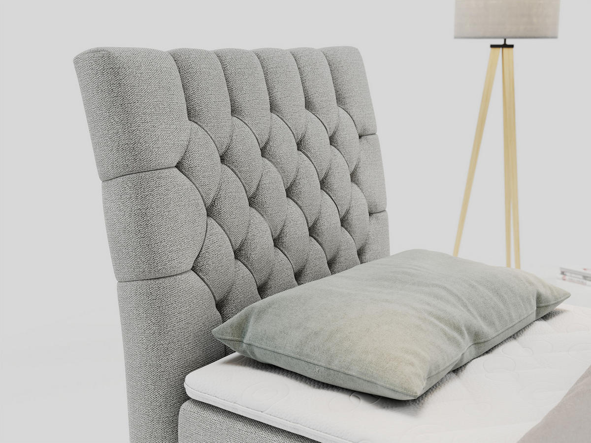 BOXBETT MILEN 90/200 Hellgrau Struktur - H3 - Links Seite - Hellgrau, Holz/Textil (90/200cm) - MKS