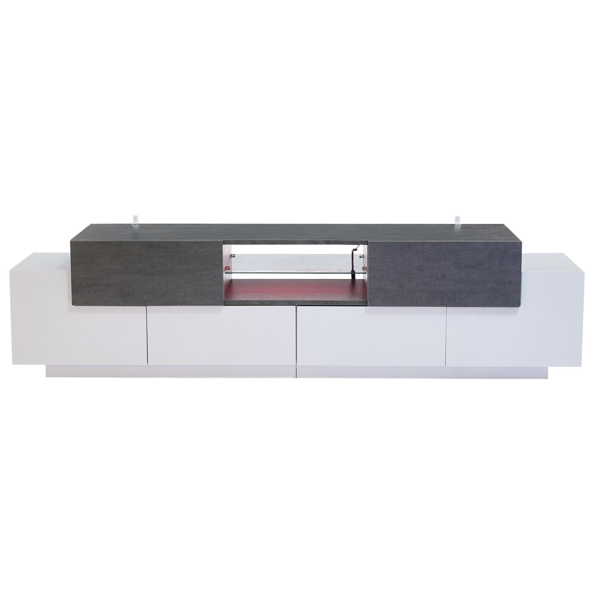 TV-LOWBOARD Weiß-Grau 180/40/45 cm - Grau, Holzwerkstoff (180/45/40cm) - PANGIVO