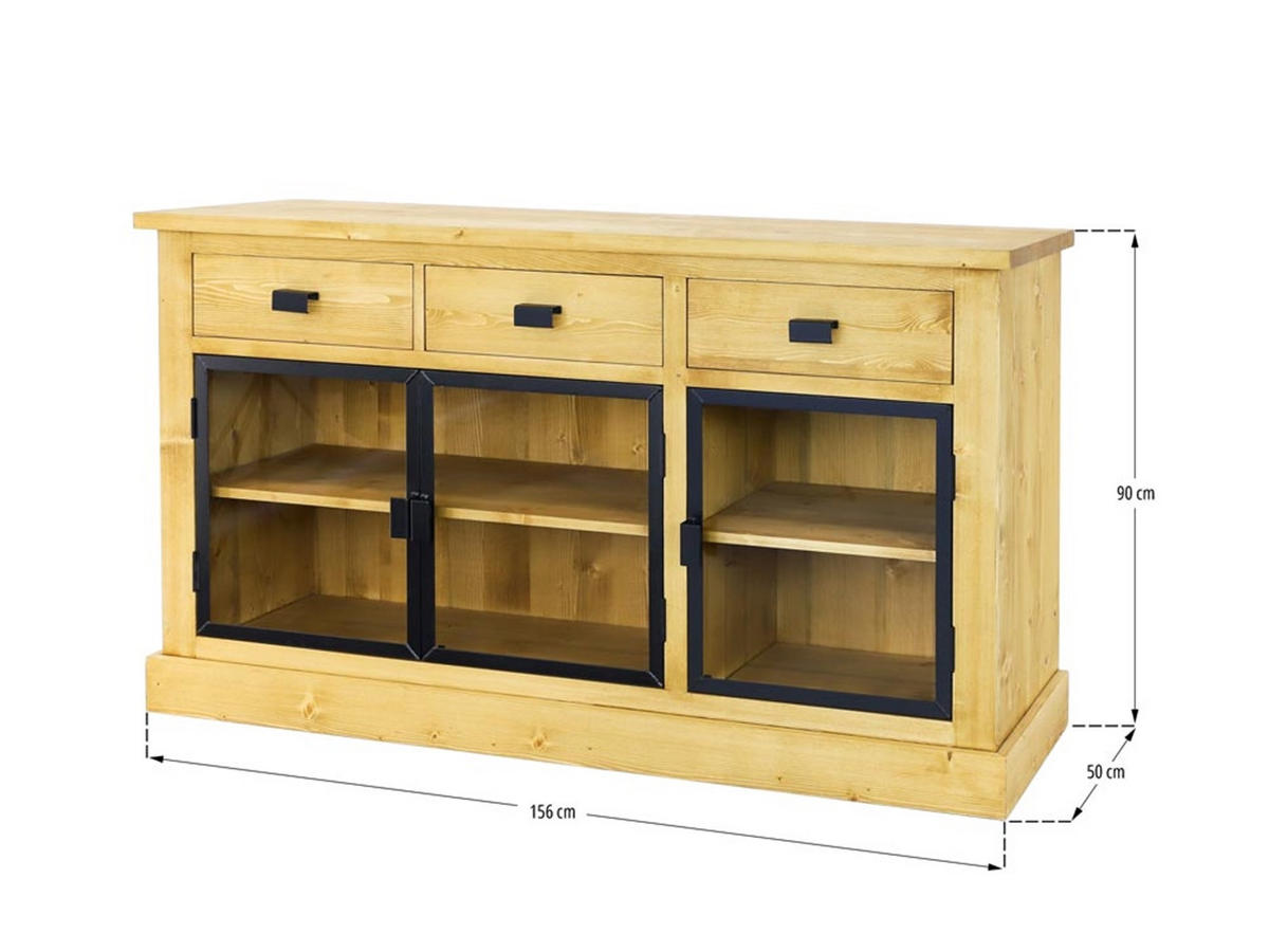 SIDEBOARD aus Massivholz Industrial - Honig, Holz (156/90/50cm) - Seart