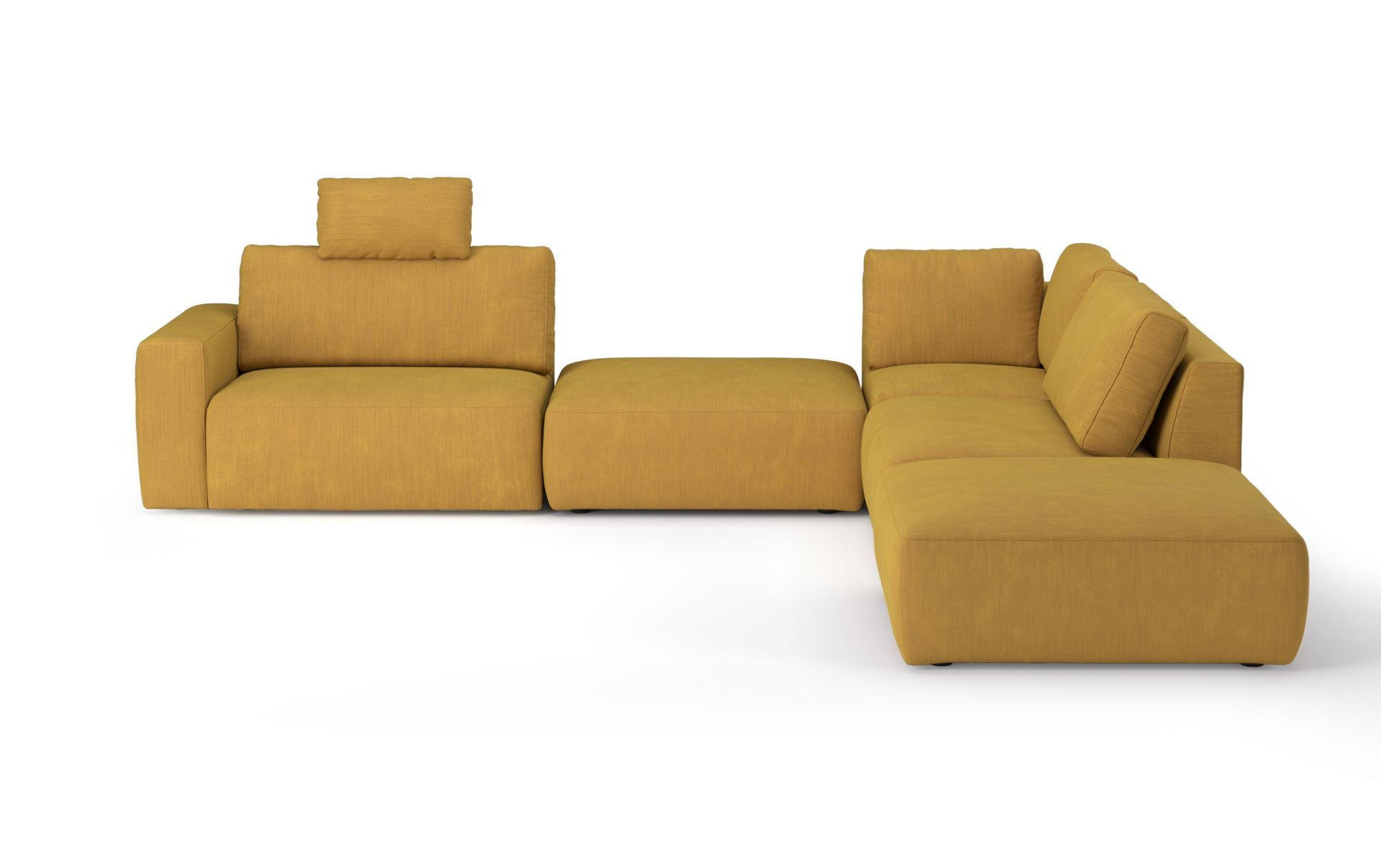 ECKSOFA hochwertige und außergewöhnliche Handwerkskunst - Gelb/Schwarz, Holz/Kunststoff (373/345cm) - Cotta