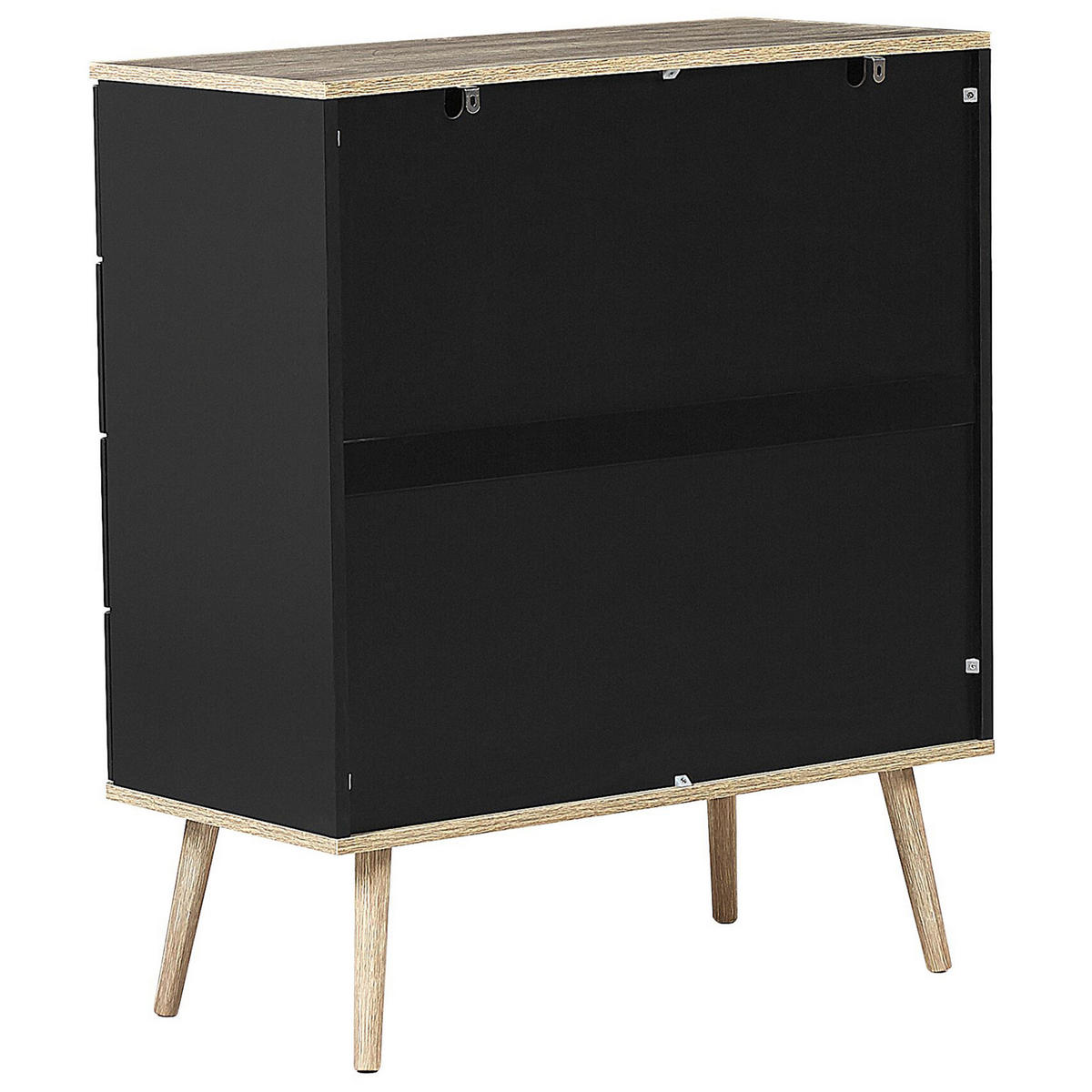 KOMMODE 4 Schubladen schwarz/heller Holzfarbton Walpi - Hellbraun/Schwarz, Holzwerkstoff (79/93/40cm) - Beliani
