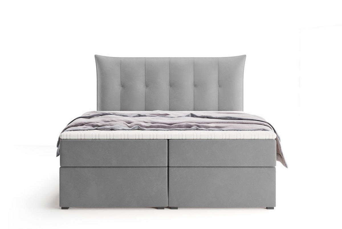 BOXSPRINGBETT PREMIUM 10, 140 x 200 cm, Bettkasten, H3, grau - Grau, Textil (140/200cm) - Labett