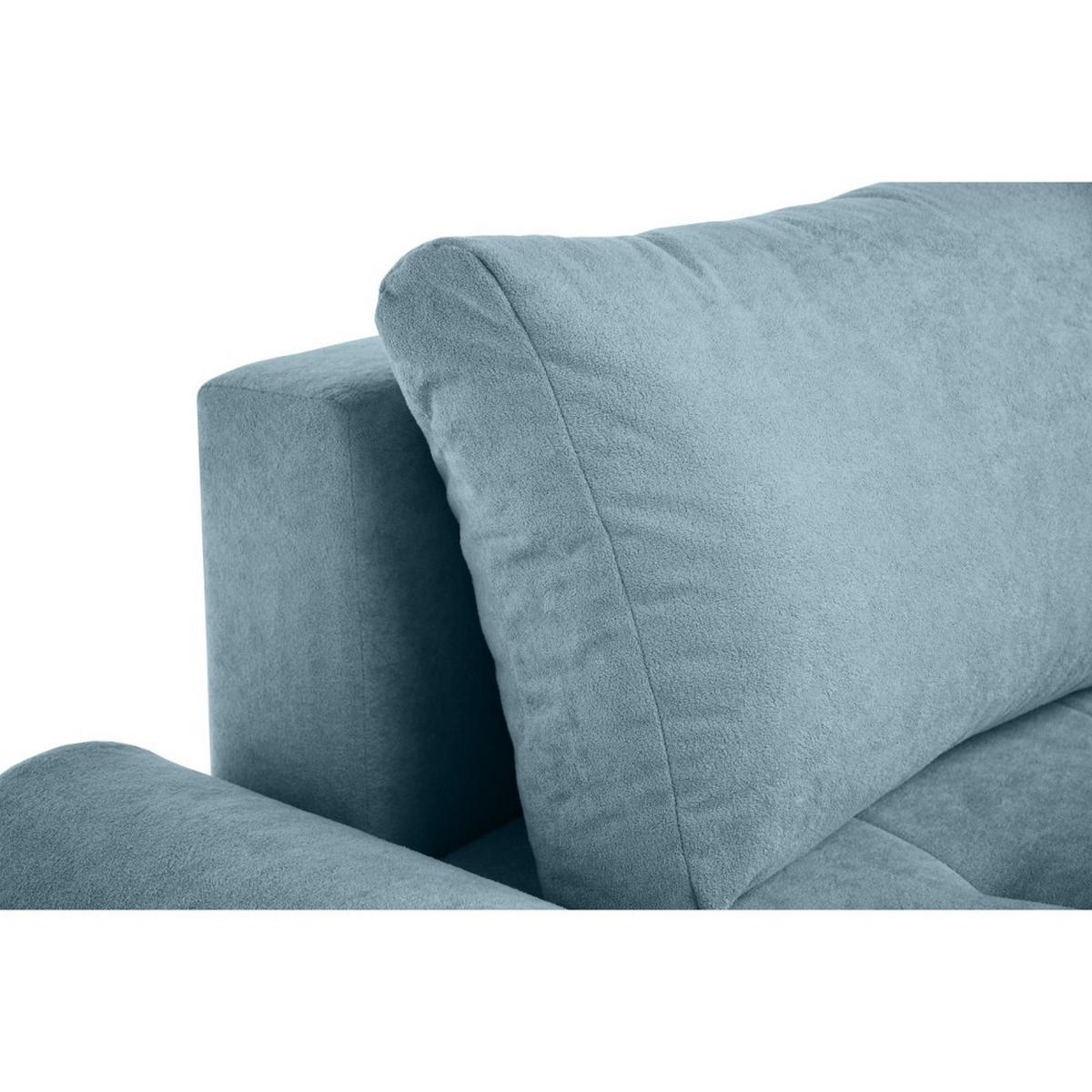 WOHNLANDSCHAFT Costa U Hellblau, Velours - Schwarz/Hellblau, Kunststoff/Textil (367/80/169cm) - Beautysofa