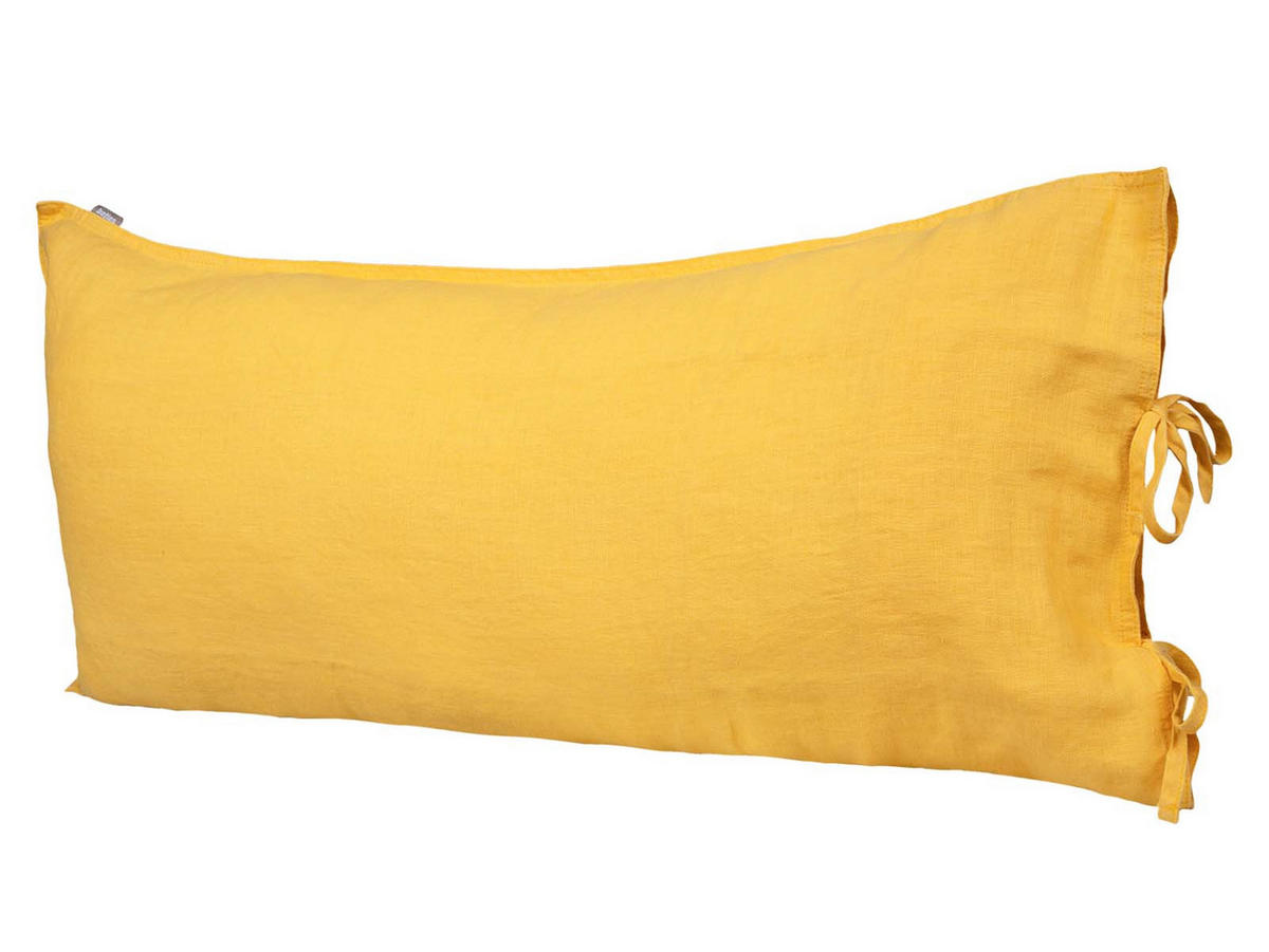 KISSENBEZUG reines Leinen zitronen-gelb 40/80 cm - Gelb, Naturmaterialien (40/80cm) - beties Heimtextil