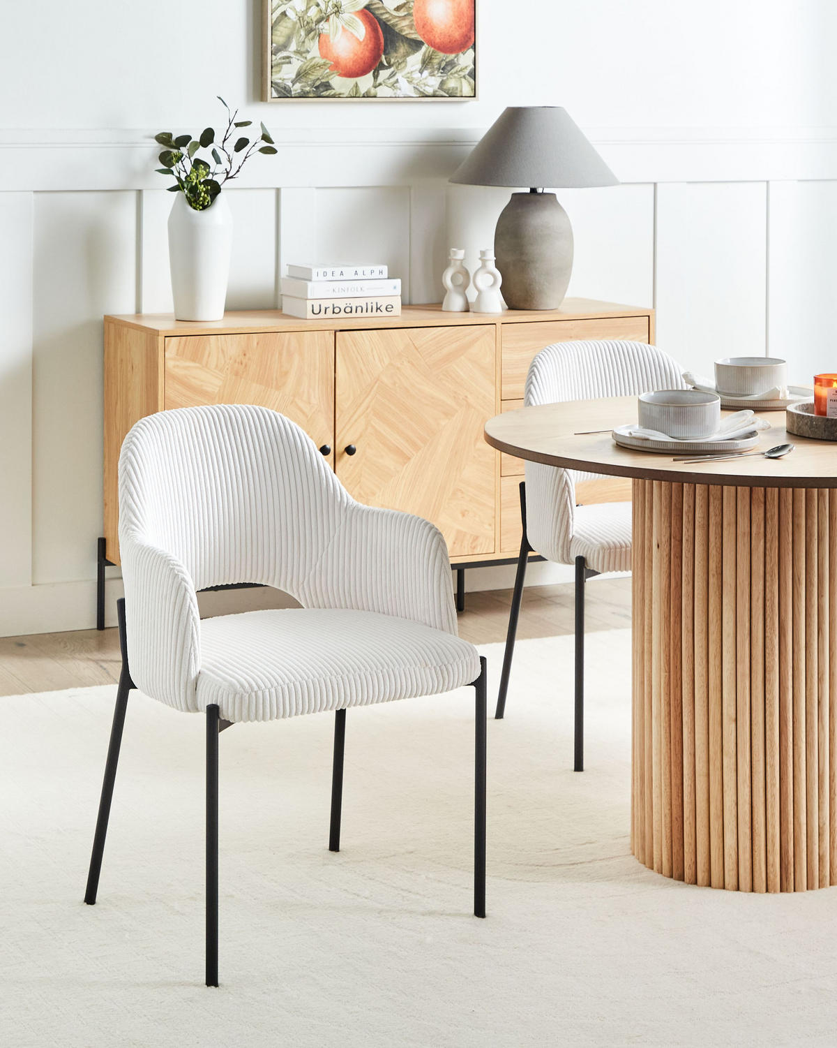 ESSZIMMERSTUHL 2er-Set Cremeweiß Raton - Schwarz/Weiß, Textil (53/81/55cm) - Beliani