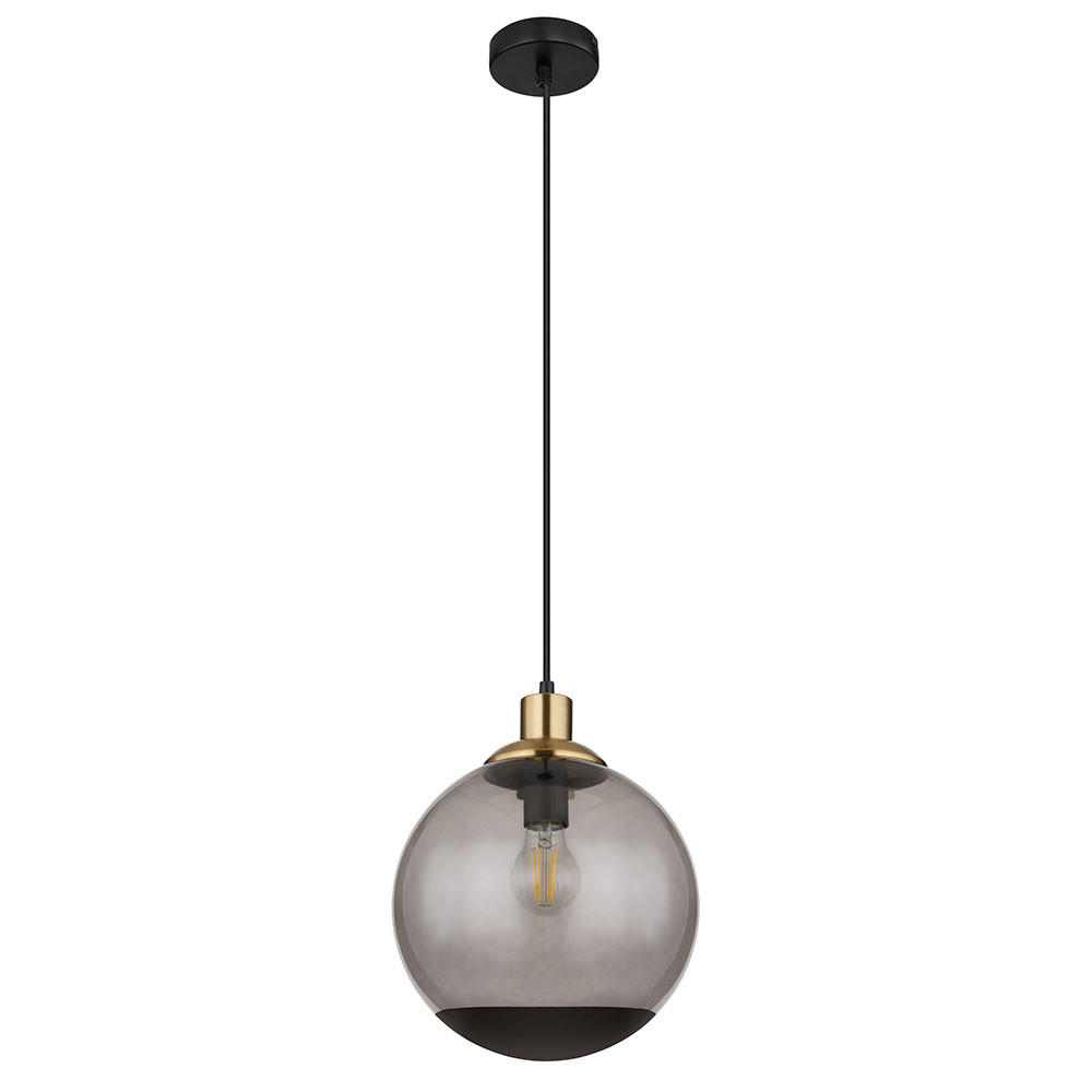PENDELLEUCHTE Metall Schwarz Glas - Schwarz, Glas (25/25/120cm) - Globo Lighting