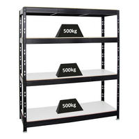 SCHWERLASTREGAL Rhino 180x160x60 cm 4 Melamin-Ebenen 16mm Fachlast 500 kg Schwarz - Schwarz/Weiß, Metall (160/180/60cm) - PROREGAL