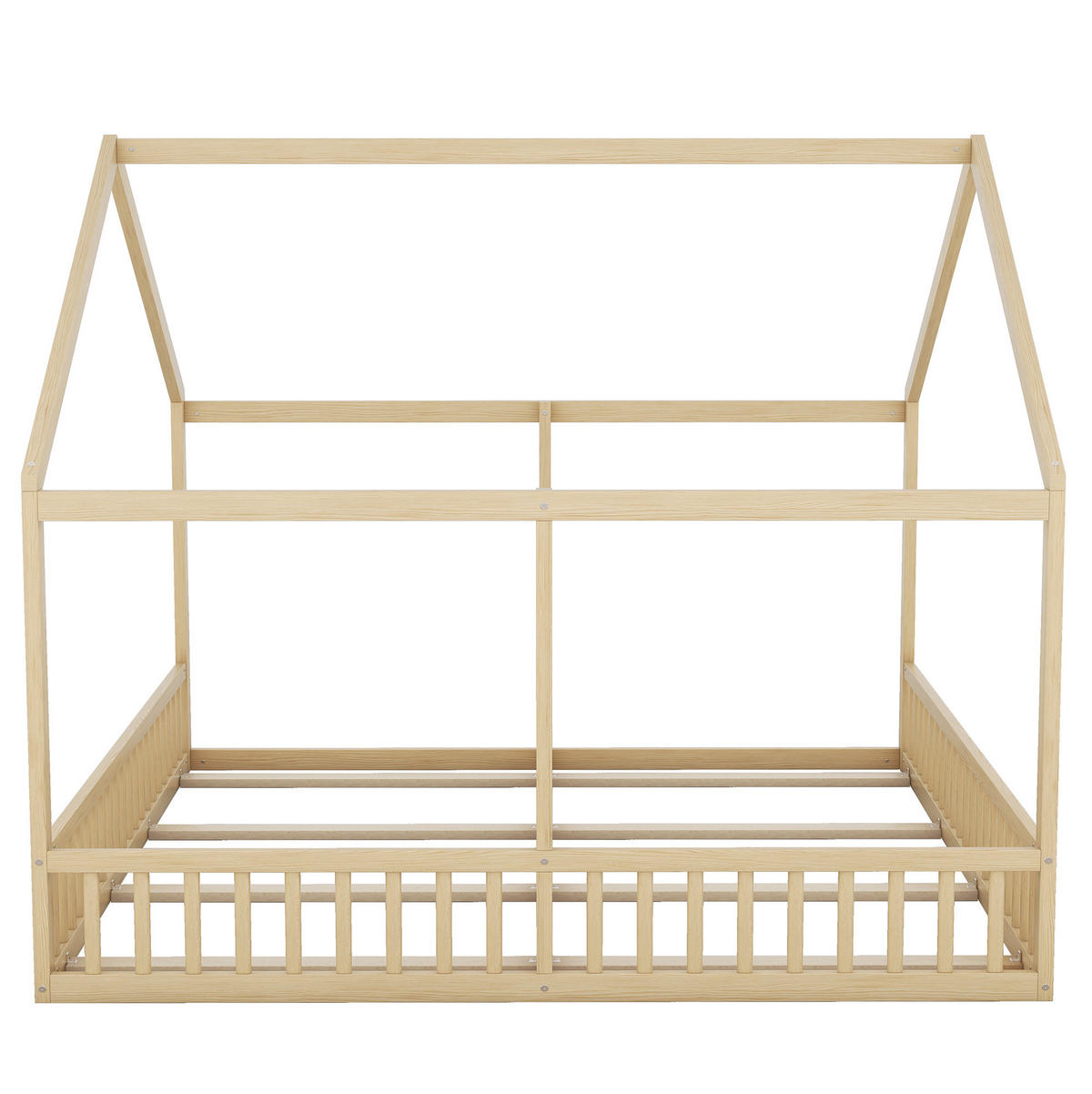 HAUSBETT 90/200 cm Natur mit Schutzgitter aus Kiefernholz und MDF - Naturfarben, Holz (90/200cm) - MIVRAY