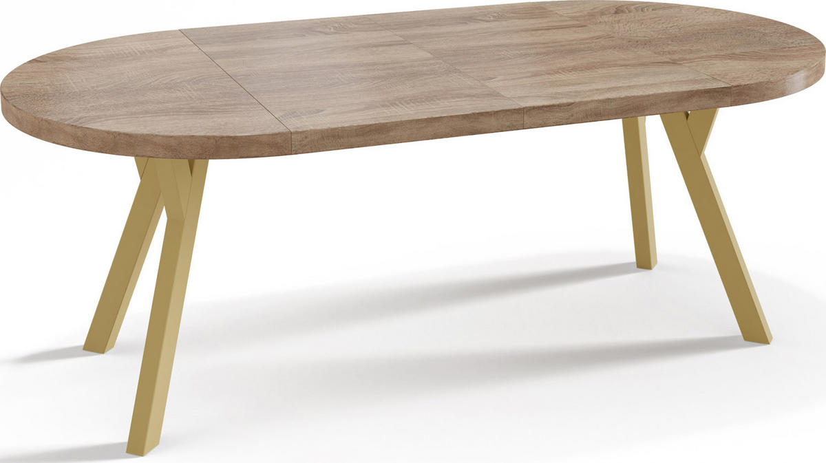 ESSTISCH Mateo runder ausziehbarer, Sonoma Eiche 100-200/100/76 cm - Goldfarben/Sonoma Eiche, Holz/Holzwerkstoff (100/100/76cm) - WFL GROUP