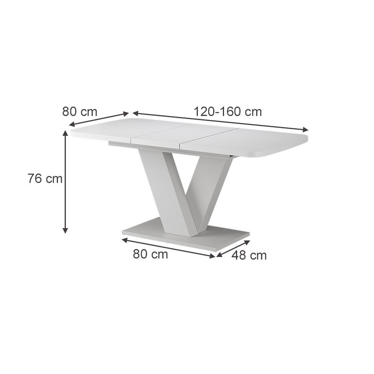 JEDÁLENSKÝ STÔL Fenaro Biela/biela - biela, kompozitné drevo (80/120/77.4cm) - Vicco
