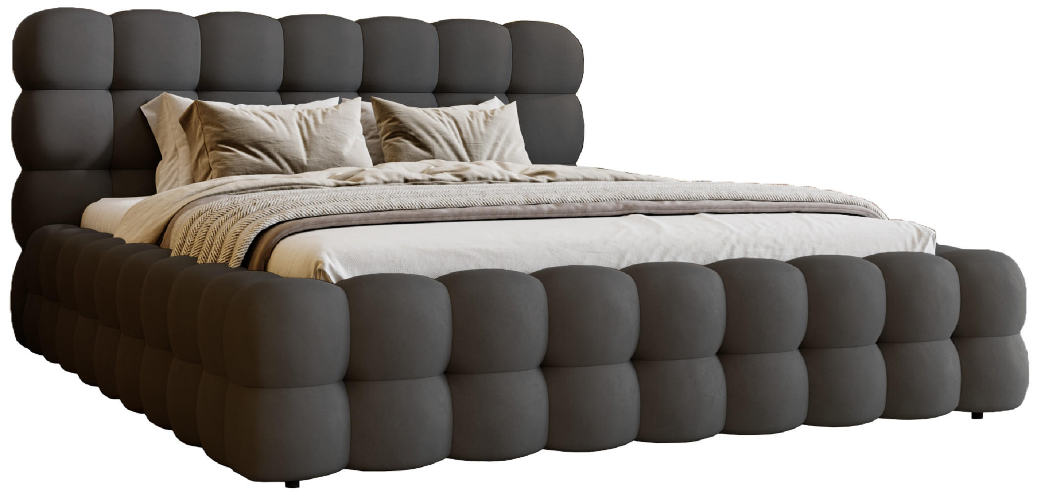 POLSTERBETT 140x200 cm Parlas Bis, Bettkasten, Lattenrost, Dunkelgrau - Dunkelgrau, Holz/Textil (140/200cm) - Emporius