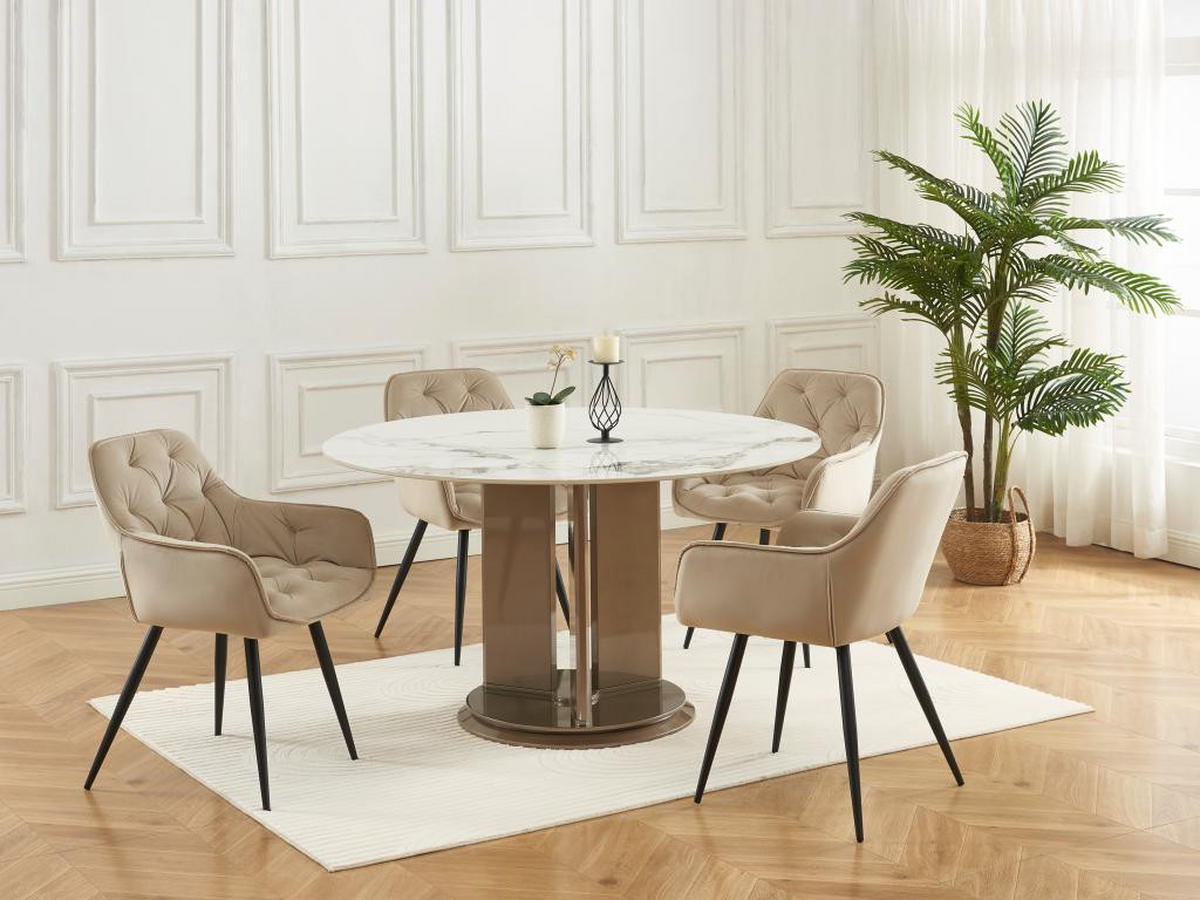 STUHL mit Armlehnen 2er-Set - Samt & schwarzes Metall - Beige - MOBELIA - Beige, Textil (64/86/56cm) - Pascal Morabito
