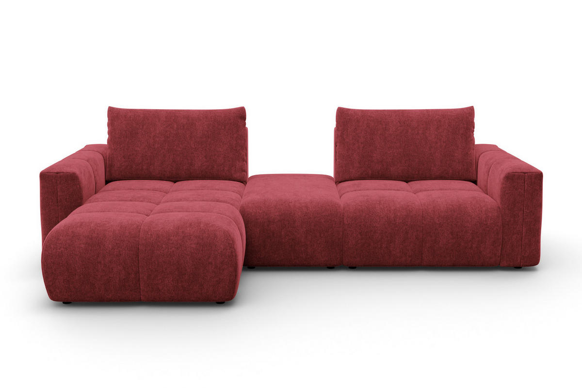 ECKSOFA VERONA 4-Sitzer LINKS, Dunkelrot - Schwarz/Dunkelrot, Holz/Textil (282/173cm) - Courtois Laville