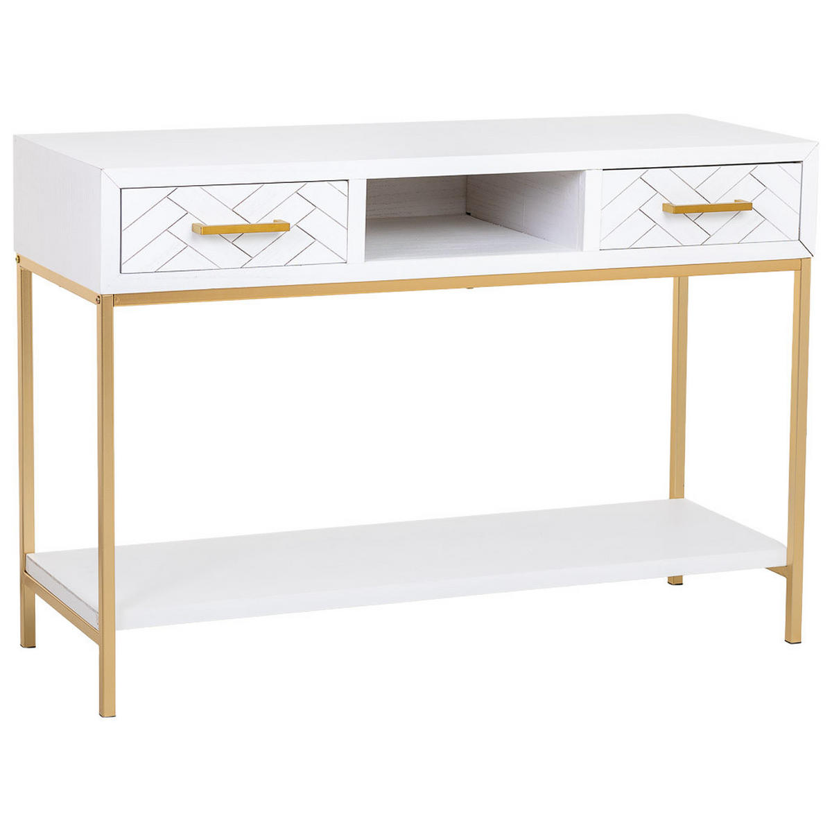 KONSOLENTISCH aus Metall und Holz, 120x40x69cm - Weiß, Holz (40/120/69cm) - Wanderlust