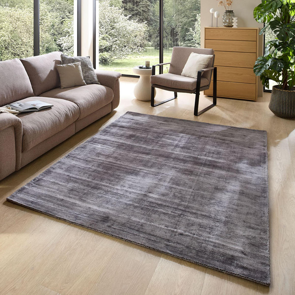VISKOSETEPPICH Star 170x240 cm - Anthrazit, Textil (170/240cm) - THEKO