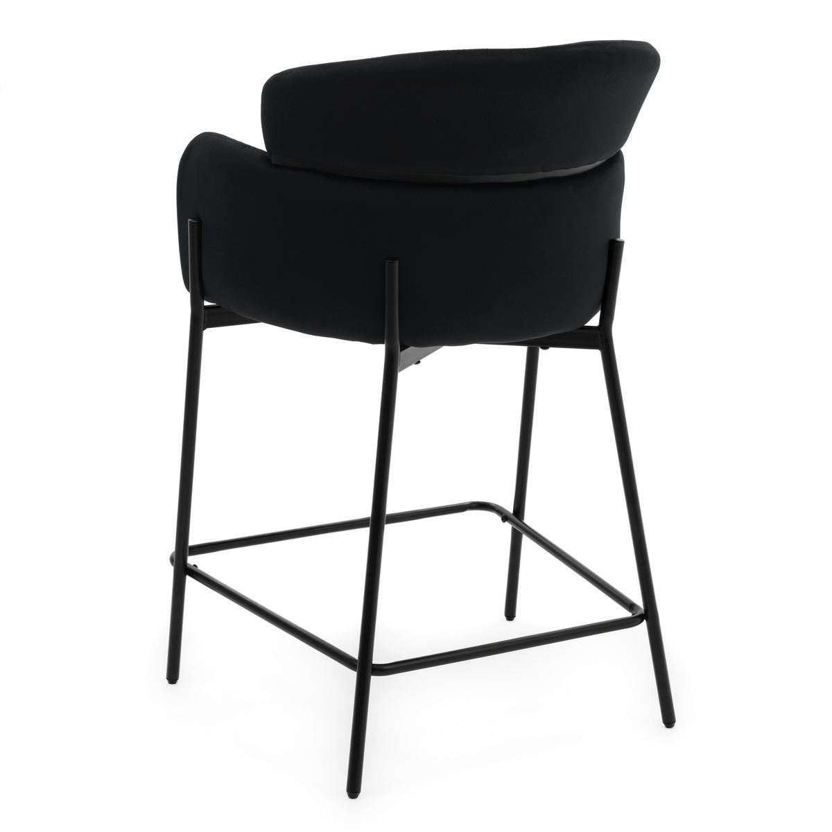 BARHOCKER BOLZANO gepolsterter mit Steppung - schwarz - Samt Velour - Schwarz, Textil/Metall (60/99/55cm) - NEW HOME