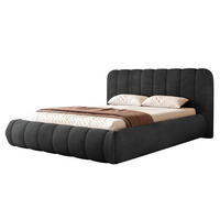 POLSTERBETT Gallo 140x200 cm Schwarz Chenille – (Doppelbett mit Bettkasten, Lattenrost, voluminöses Kopfteil) - Schwarz, Holz/Holzwerkstoff (140/200cm) - Ravio