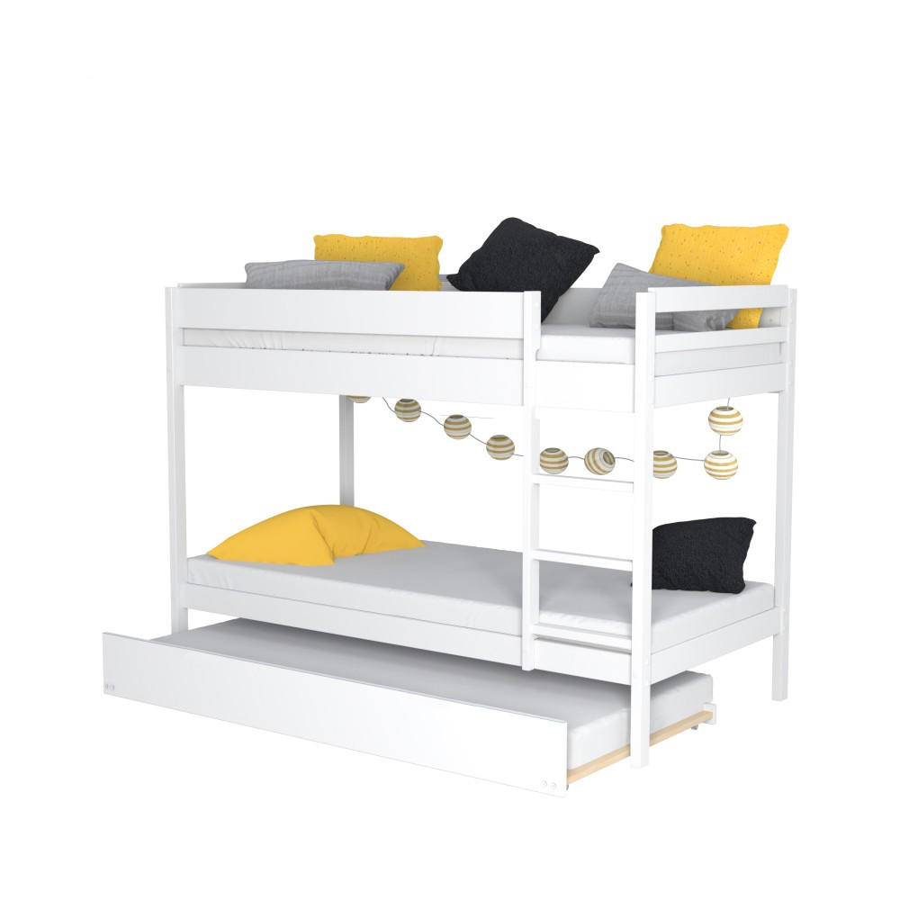 ETAGENBETT WALLY mit Schublade-Bett/ 3x 90x190 - Weiß - Weiß, Holz (90/190cm) - Weber Industries