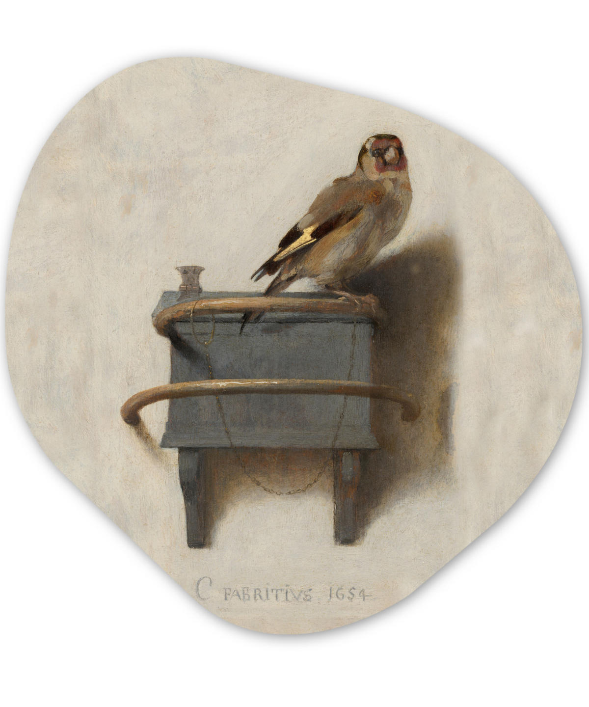 WANDBILD Stieglitz - Alter Meister - Carel Fabritius 40x40 cm - Grau, Kunststoff (40/40cm) - MuchoWow
