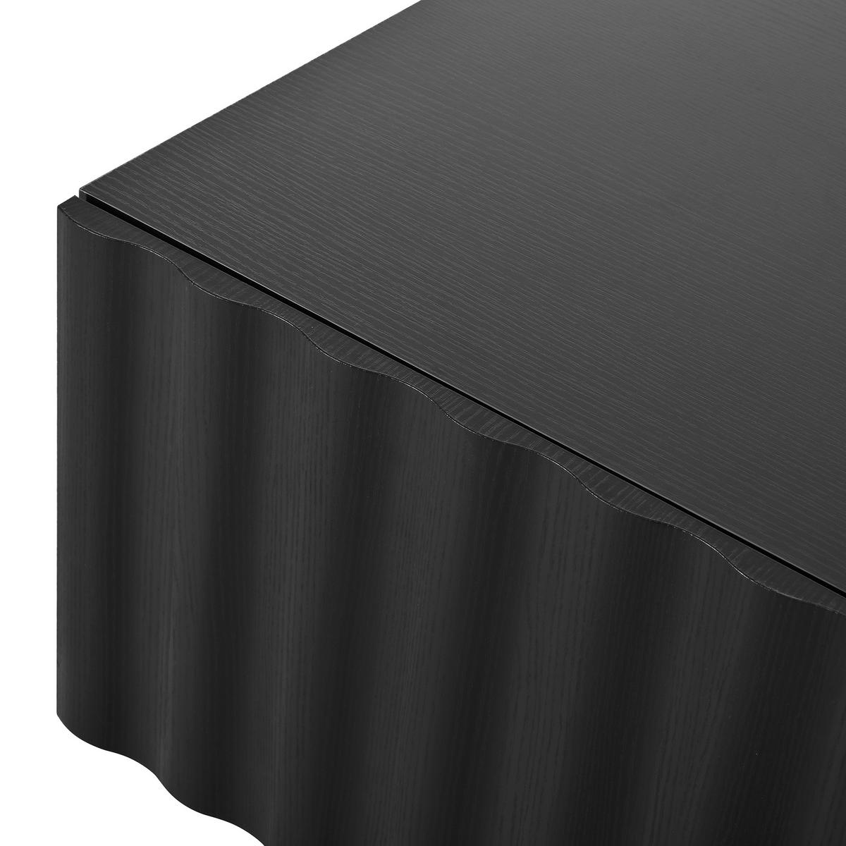 COUCHTISCH in Schwarz Wohnzimmertisch mit Wellenmuster und Schubladen, 100 B x 50 T x 40 H(cm), für Wohnzimmer - Schwarz, Holzwerkstoff (50/100/40cm) - STILVORA