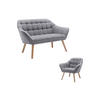SOFA 2-Sitzer & Sessel - Stoff - Grau - CASERTA - Grau, Textil (127/77/73cm) - Vente-Unique