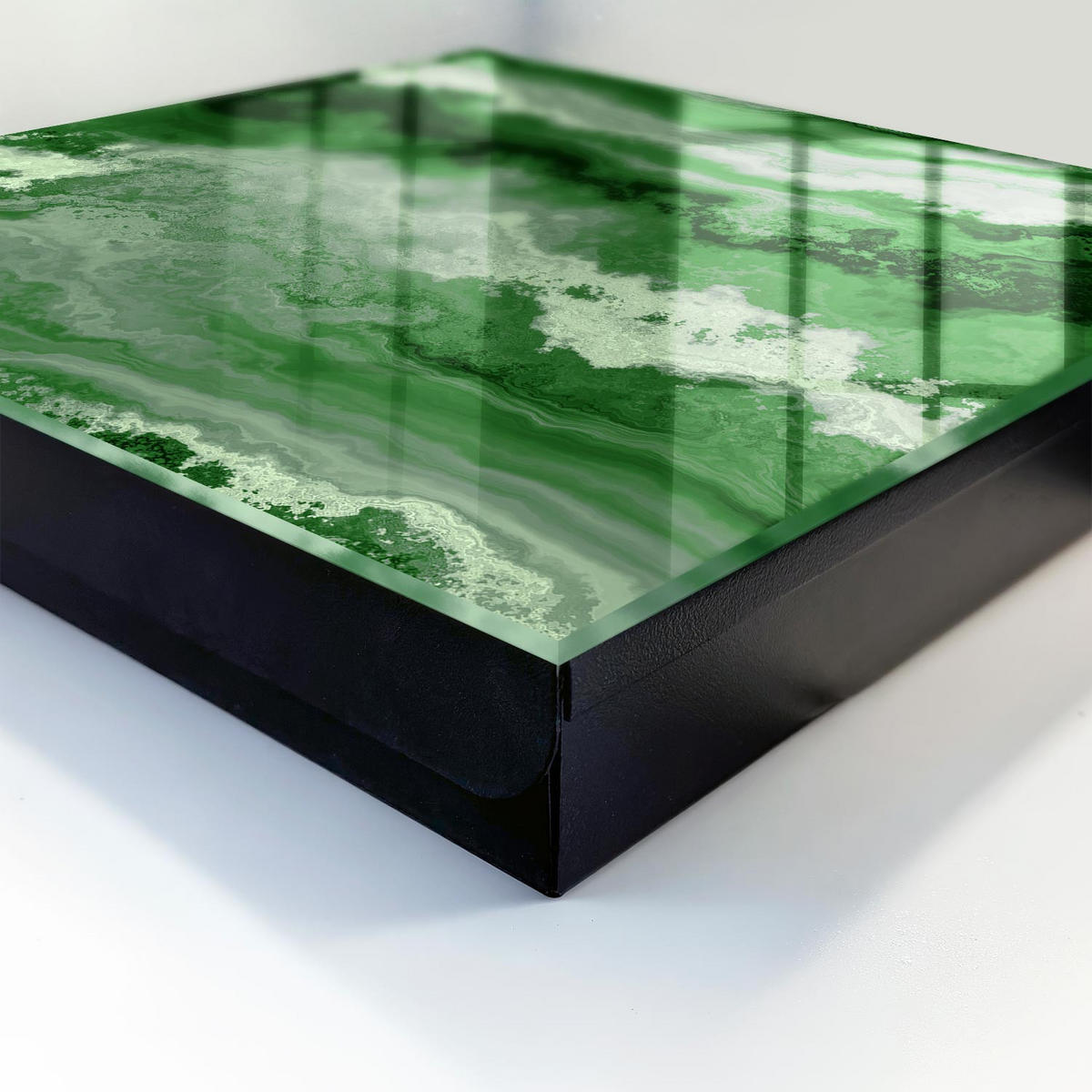 SCHLÜSSELBOX Schwarz 30x30 cm- Türöffnung nach rechts - Grüne Struktur - Grün, Metall (30/30/5cm) - TULUP