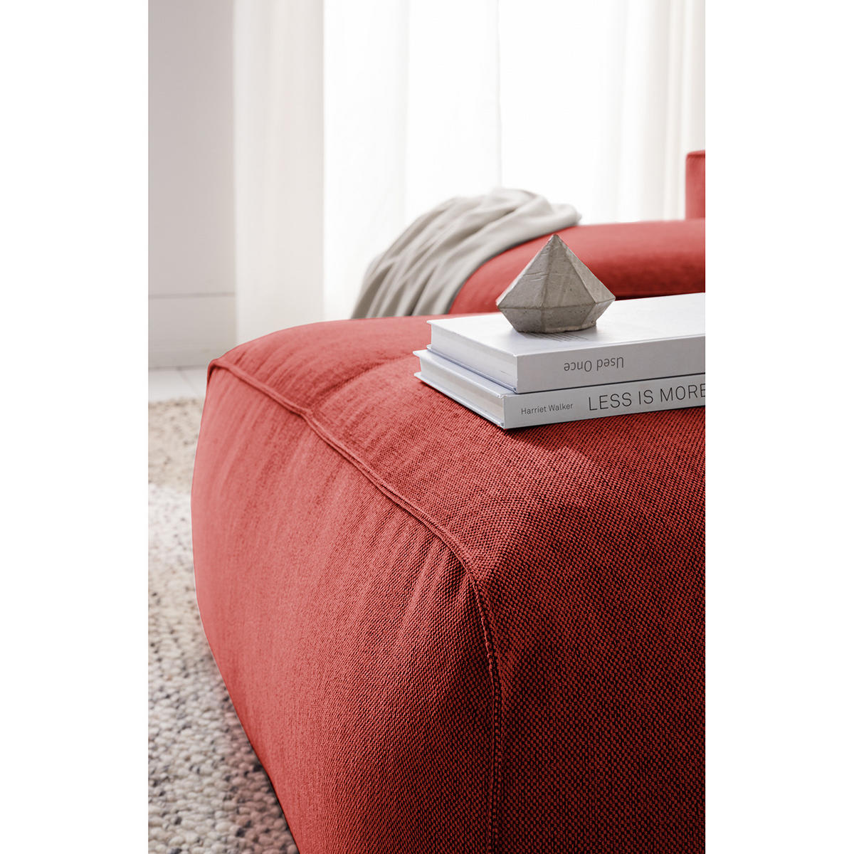 POLSTERHOCKER - Rot/Schwarz, Kunststoff/Textil (81/38/100cm) - home24