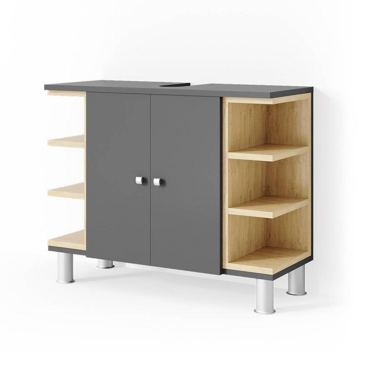 WASCHBECKENUNTERSCHRANK Aquis Anthrazit 79.6 x 64 cm - Anthrazit, Holzwerkstoff (79.6/64/32cm) - Vicco