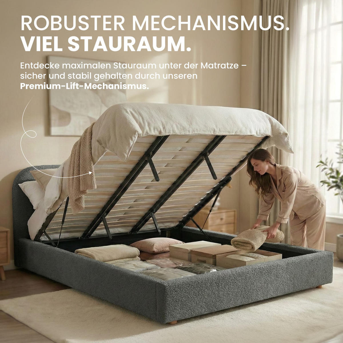 POLSTERBETT 160 cm/200 cm cm Stoff Dunkelgrau - Dunkelgrau, Textil (200/224cm) - CLP