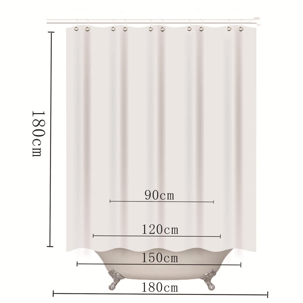 DUSCHVORHANG Braun Stoff Set Dekor Badezimmer mit Haken 180 cm - Gelb, Textil (180/180cm) - MCBOSON