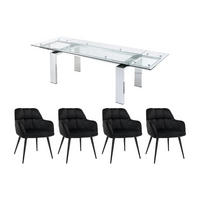 ESSGRUPPE - > 12 Personen - Glas - Transparent, Silberfarben - LUBANA - Transparent/Silberfarben, Glas (270/75/100cm) - Vente-Unique