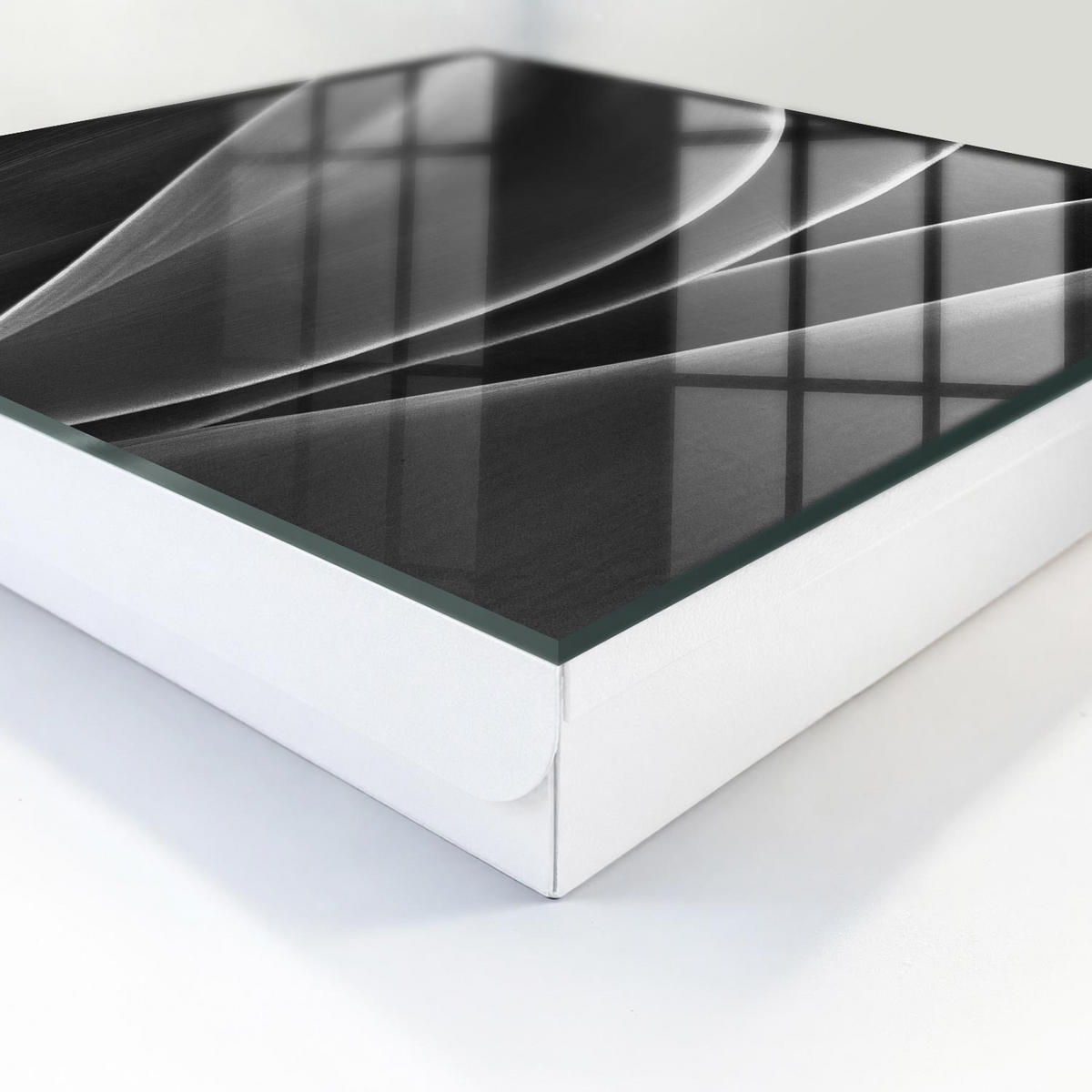 SCHLÜSSELBOX Weiß 30x30 cm – Türöffnung nach rechts - Abstrakte Blätter - Grau, Metall (30/30/5cm) - TULUP