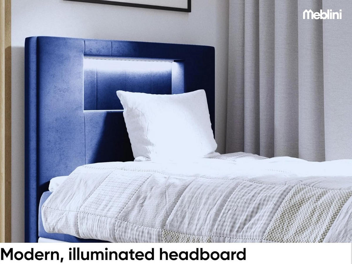 KINDERBETT GARETH 1 - Dunkelblau/Weiß, Holzwerkstoff (82/212cm) - Meblini