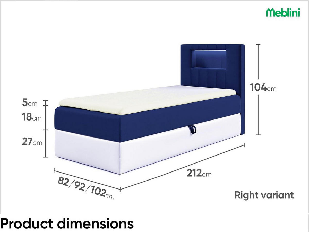 KINDERBETT GARETH 1 - Dunkelblau/Weiß, Holzwerkstoff (82/212cm) - Meblini