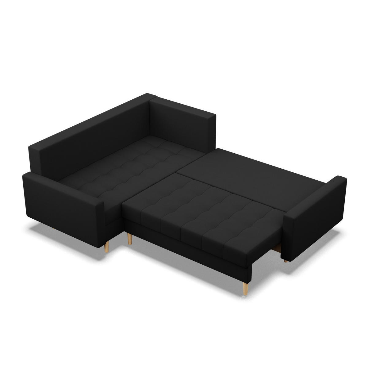 ECKSOFA LINKS MIT SCHLAFFUNKTION ELMA, Schwarz - Schwarz, Textil (223/172cm) - Mebligo
