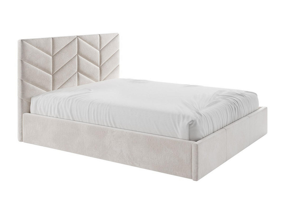 BETT mit Bettkasten - 2 Personen - Stoff - Cremefarben - - Creme, Textil (200/200cm) - Vente-Unique