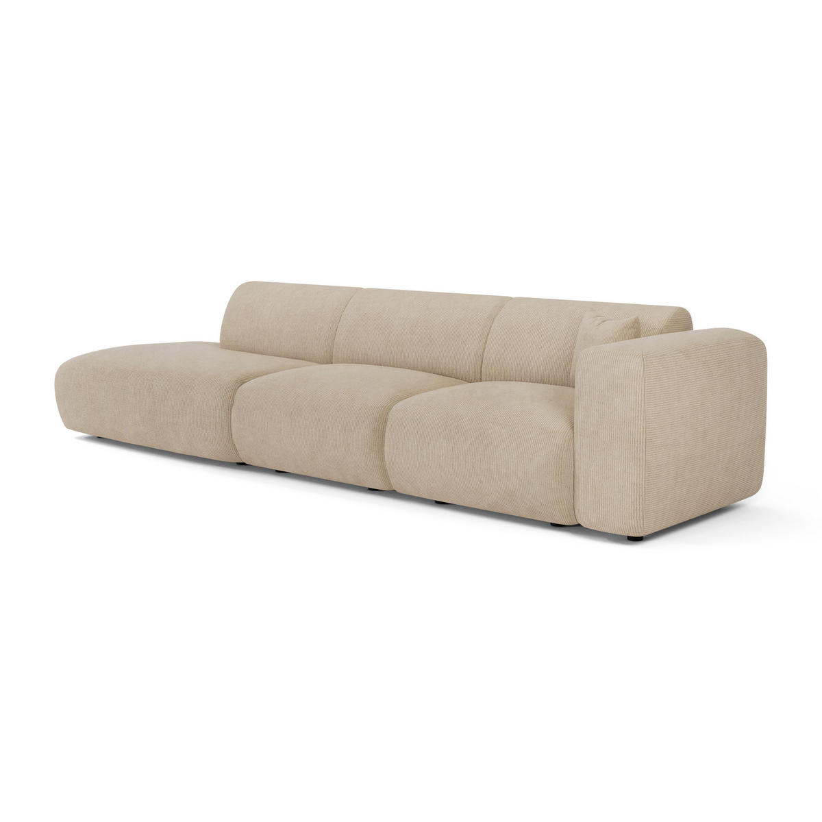 SOFA 5-Sitzer Gerippter Samt Beige 310cm - Beige, Textil (310/73/96cm) - Sia Home
