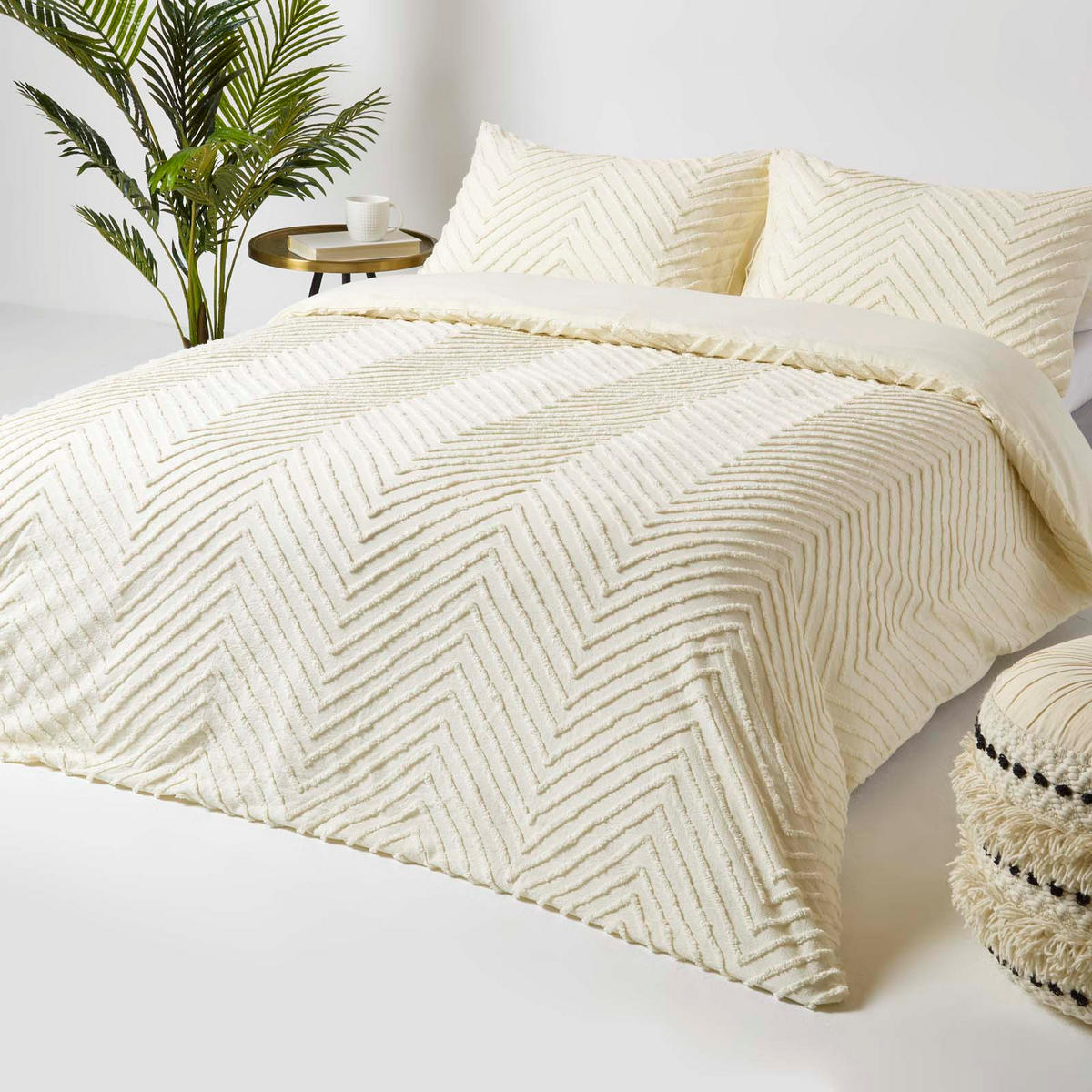 BETTWÄSCHE Perkal getuftet - Weiß, Textil (230/220cm) - Homescapes