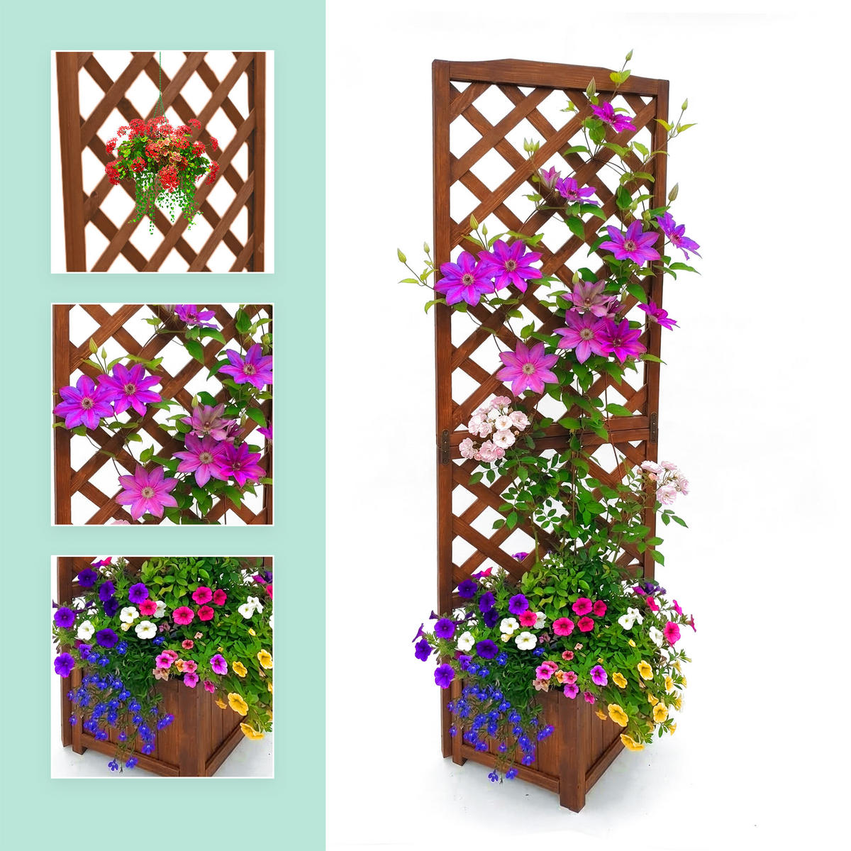 KVĚTINOVÝ box - hnědá, dřevo/textil (55/180/51cm) - Relaxdays