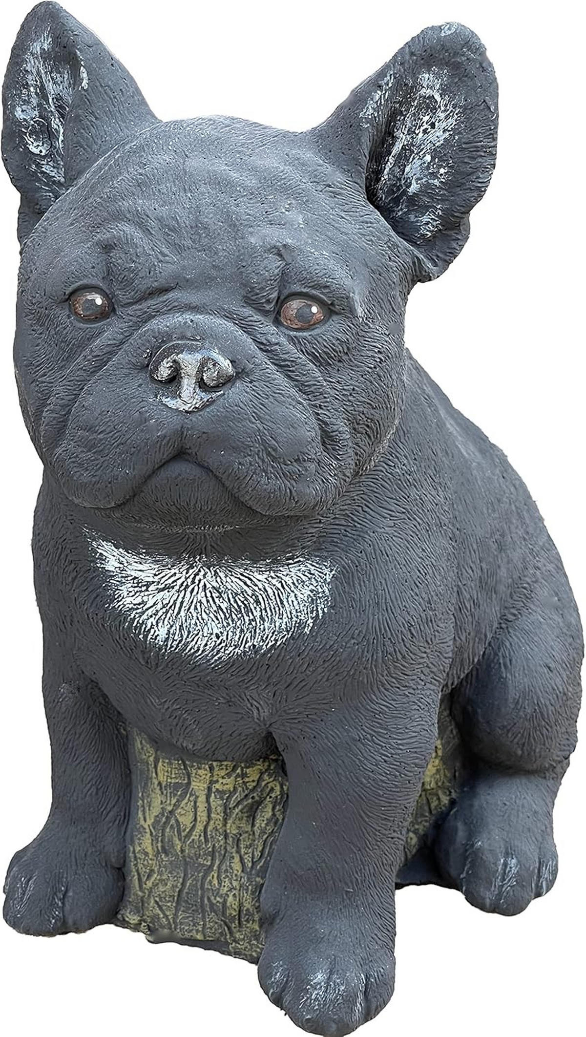 STEINFIGUR Frenchie schwarz Französische Bulldogge frostfest Steinguss - Schwarz, Stein (20/29/22cm) - stoneandstyle