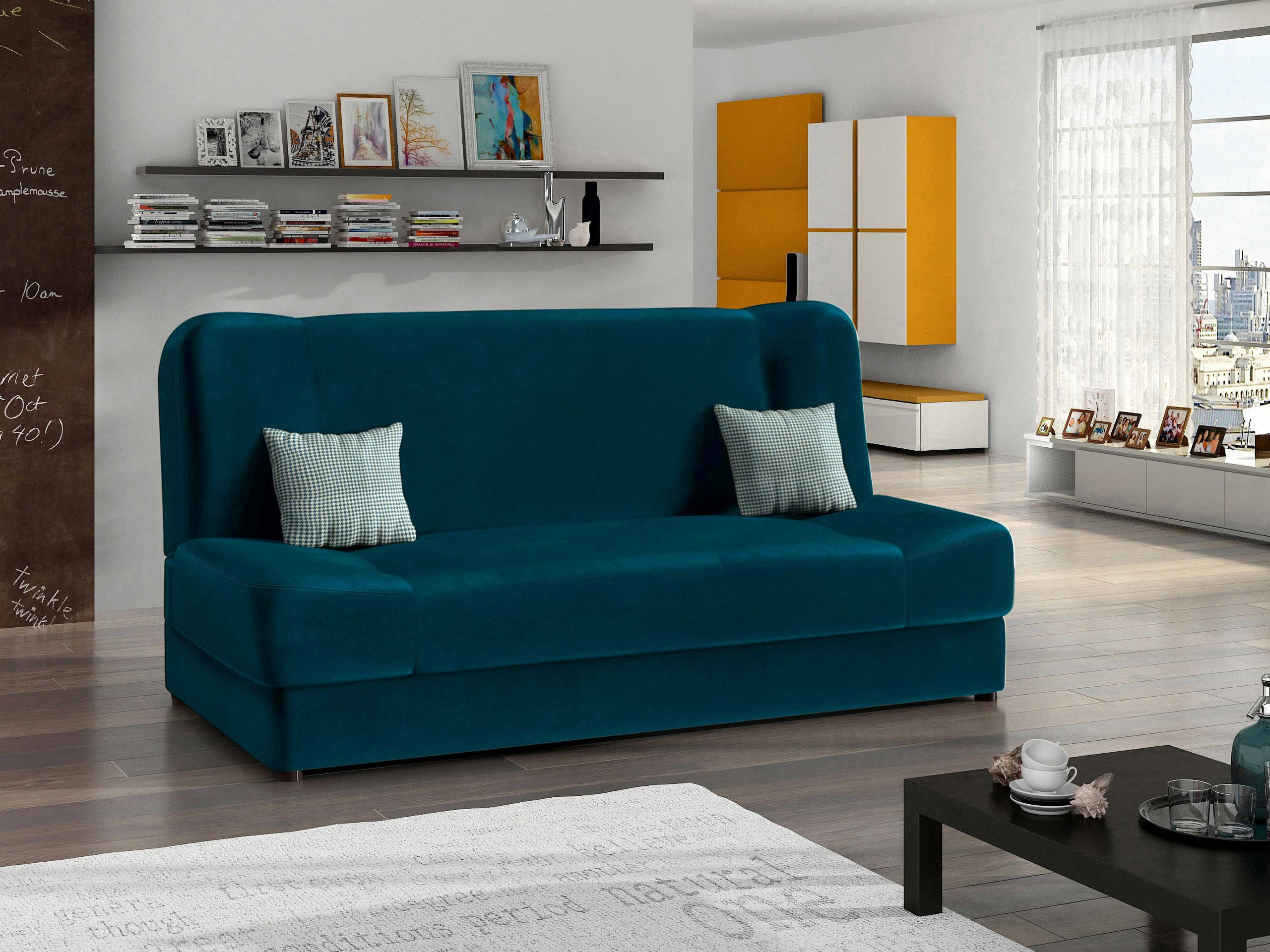 SCHLAFSOFA Jonas Premium - Türkis, Holz/Textil (195/86/87cm) - MIRJAN24