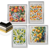 WANDBILDER 4er Set - 50x50 cm & 40x60 cm Silberner Rahmen - Frische, farbenfrohe Zitrusfrüchte - Silberfarben, Kunststoff (50/50cm) - ArtPrintCave