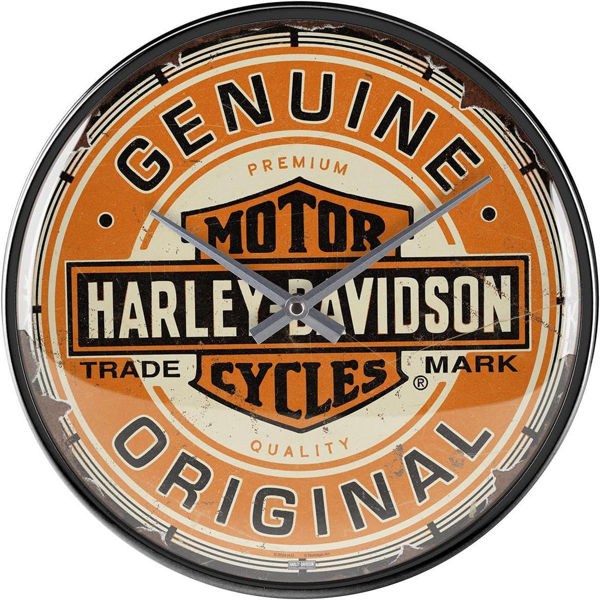 WANDUHR 31 cm Harley-Davidson Genuine Original - Creme/Orange, Metall (31/31/5cm) - Nostalgic-Art