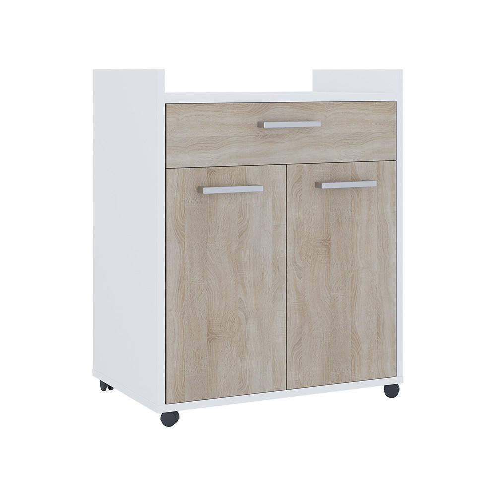 ROLLCONTAINER Ansel Weiß/Sonoma 60 x 40 cm mit Schubladen - Weiß/Sonoma Eiche, Holzwerkstoff (60/77.4/40cm) - Vicco