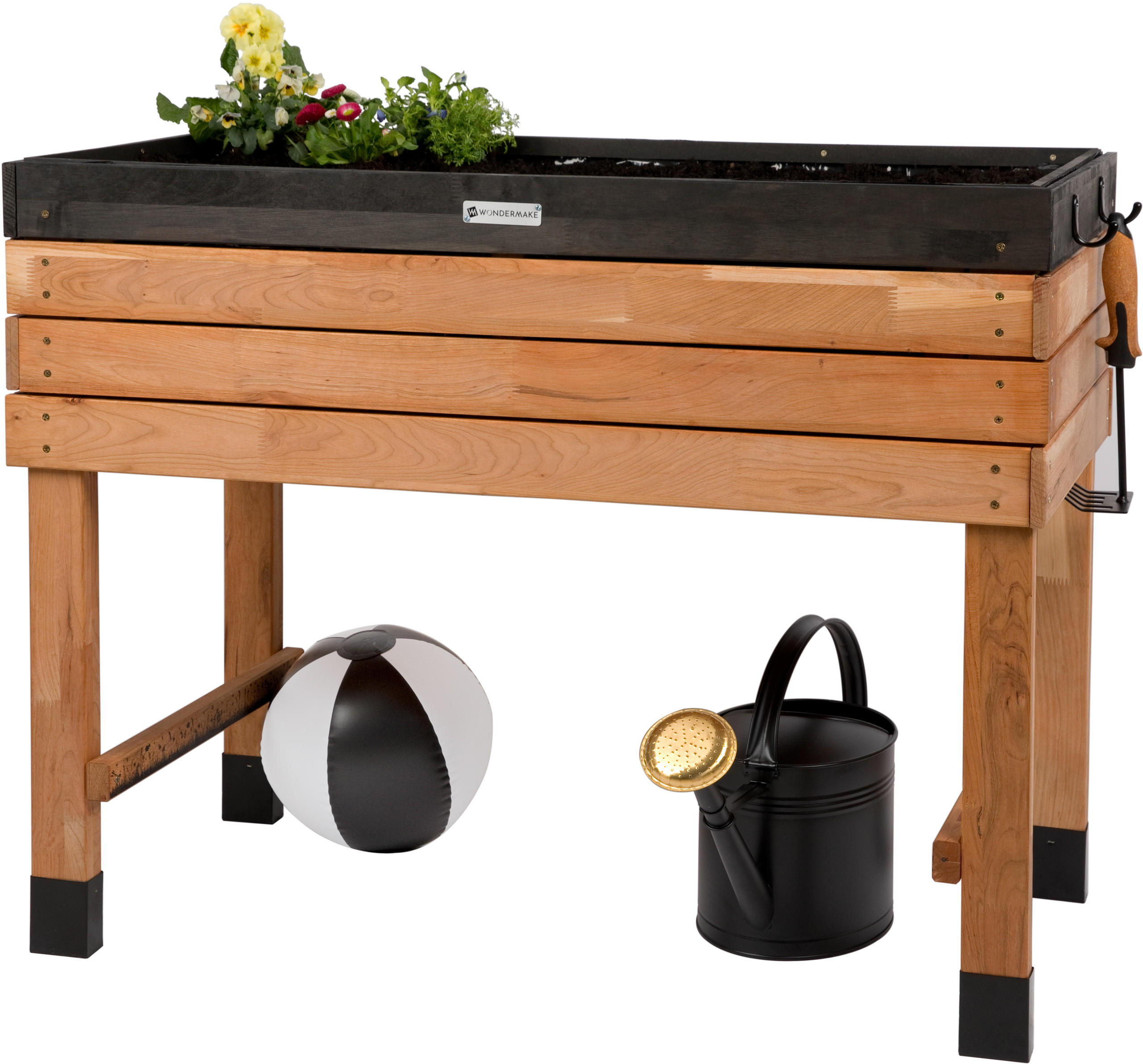 HOCHBEET aus Kirschbaum-Holz, rechteckig mit Vlies-Folie, für Garten & Balkon - Braun, Holz (100/80/55cm) - WONDERMAKE