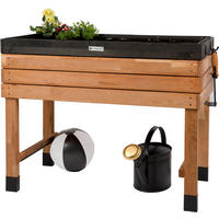HOCHBEET aus Kirschbaum-Holz, rechteckig mit Vlies-Folie, für Garten & Balkon - Braun, Holz (100/80/55cm) - WONDERMAKE