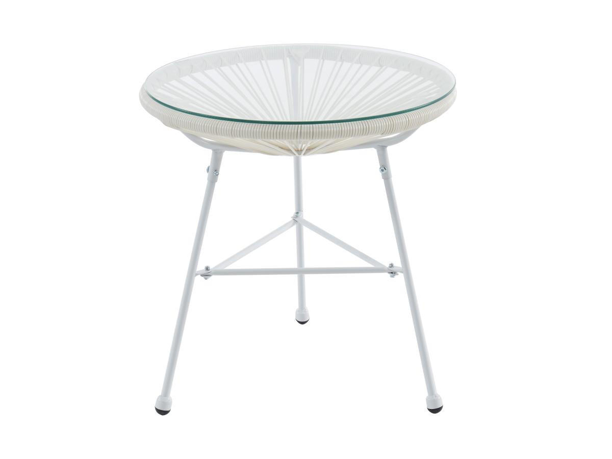 GARTENTISCH - Polyrattan - Weiß - ALIOS III von MYLIA - Weiß, Glas (50/50/50cm) - Vente-Unique